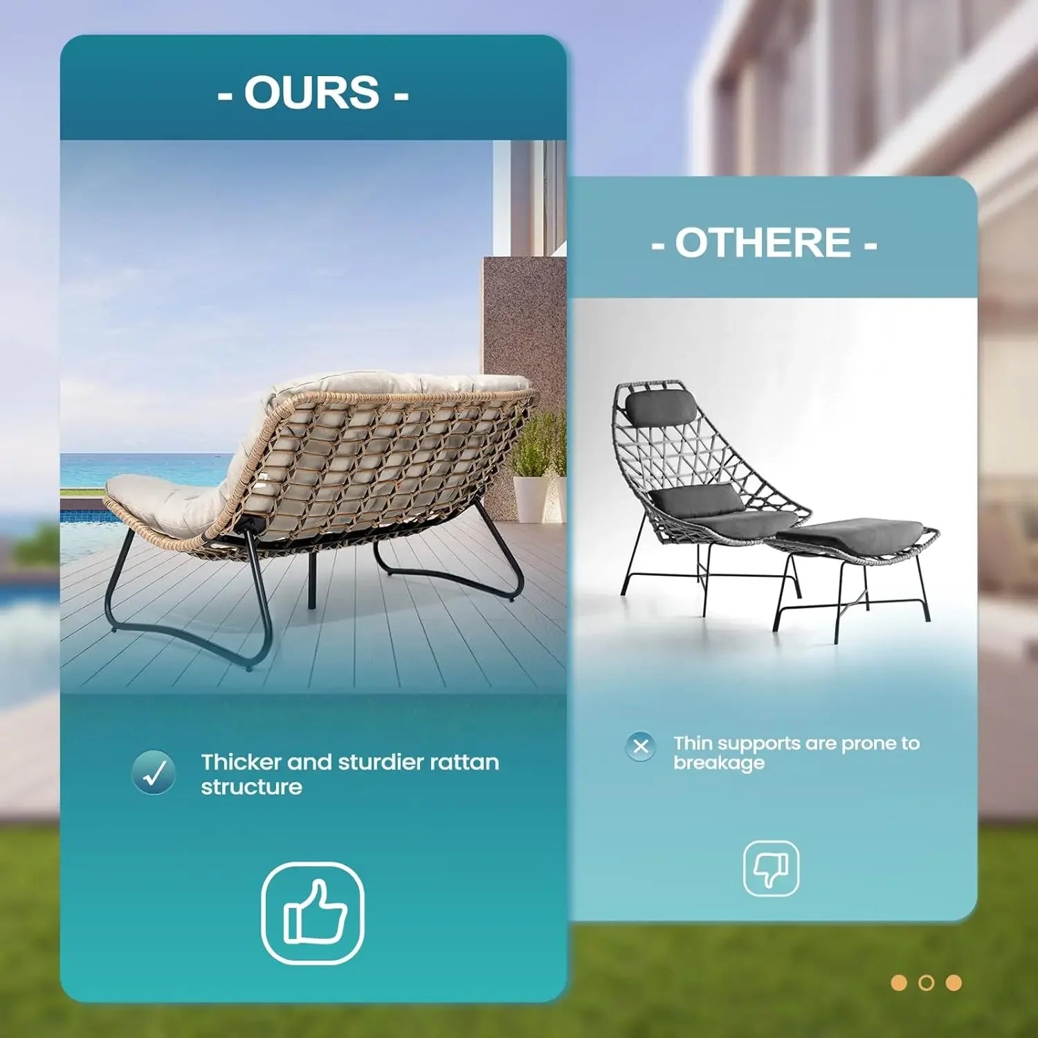 BestsellerOutdoor Loveseat, 2 Seater Outdoor Couch with Soft Cushion, All-Weather Boho Rattan Patio Furniture for Balcony