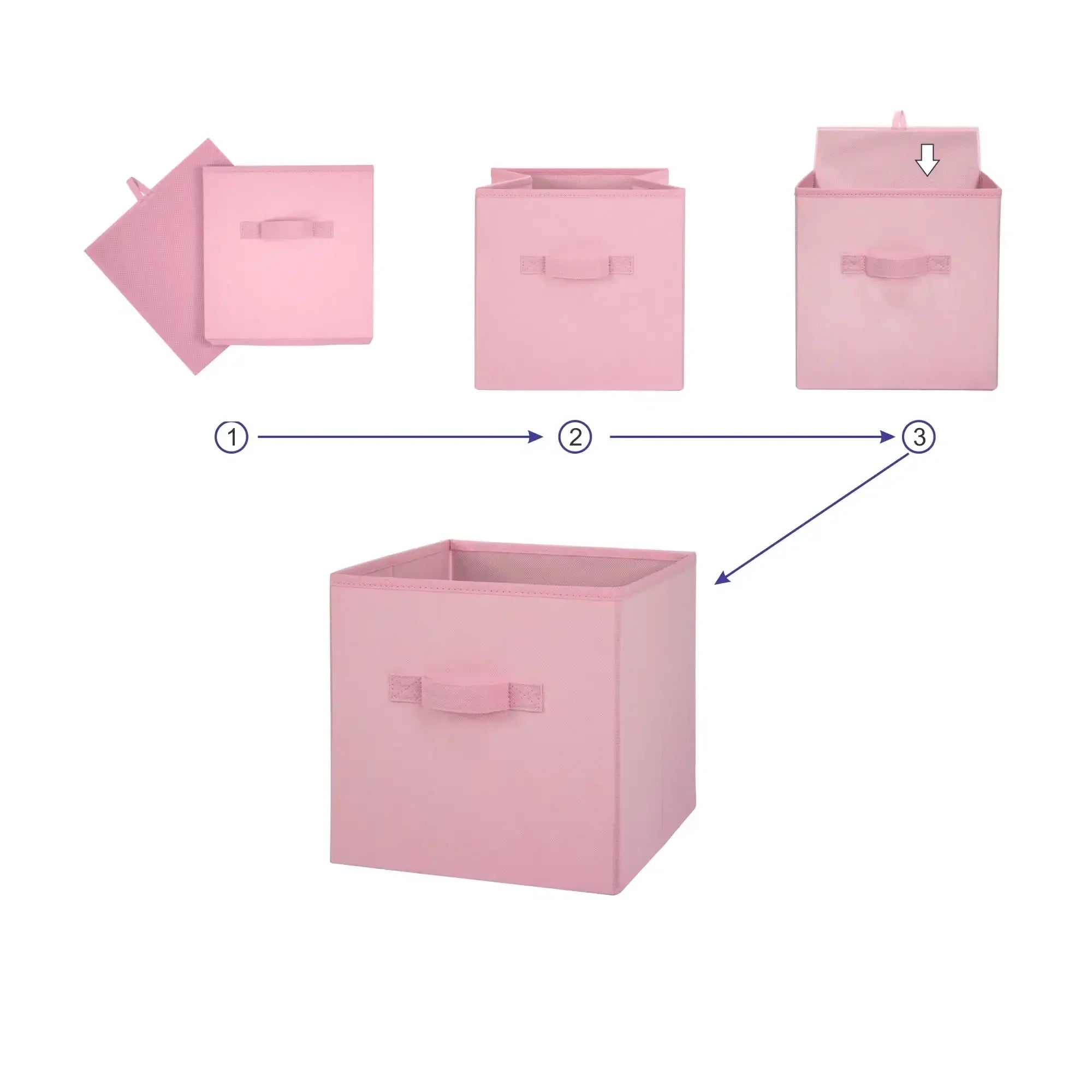 6-Pack Pink Puff Collapsible Fabric Storage Bins, 10.5x10.5 Inch Foldable Cube Organizers for Shelves