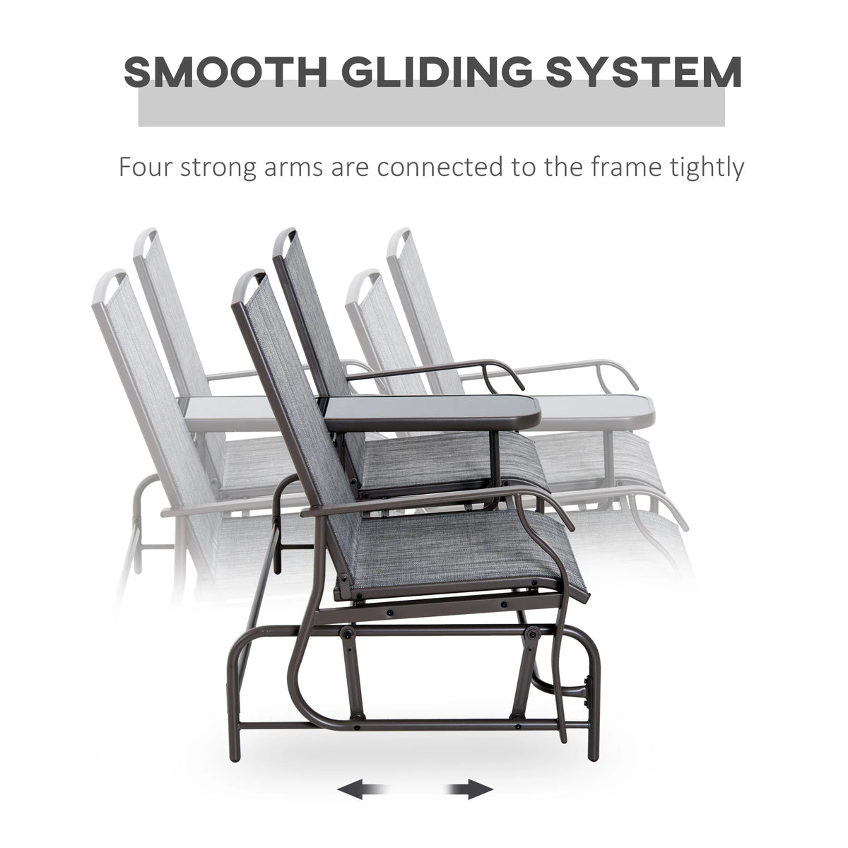 Outsunny Outdoor Two Person Steel Glider Chair With Center Table