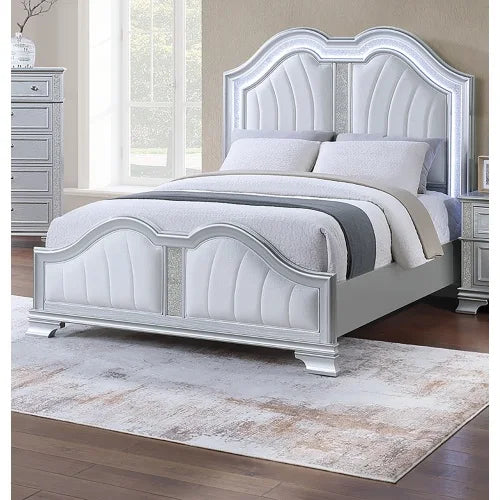 Modern Fabric Bed Frame With Built In USB Charging Port