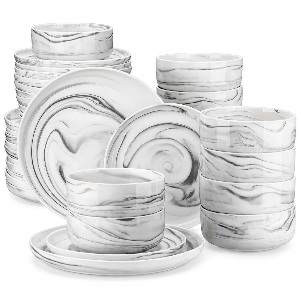 MALACASA Ceramic Porcelain Dinnerware Set With Plates And Bowls