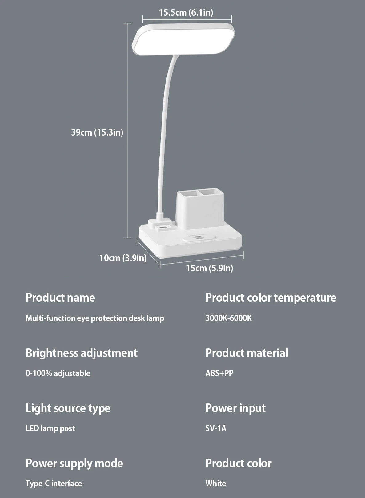 (Gift: Fan and pen holder)--3 Modes Touch Dimming USB Dimming Clip Table Lamp Student Dormitory Learning Study Table Light
