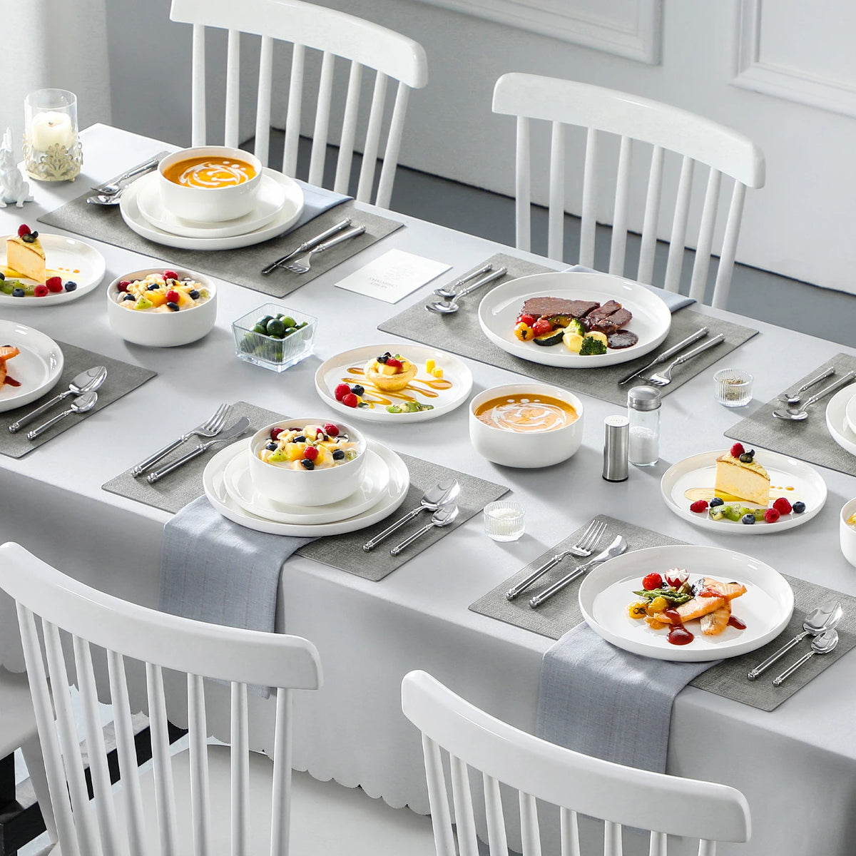 MALACASA Ceramic Porcelain Dinnerware Set With Plates And Bowls