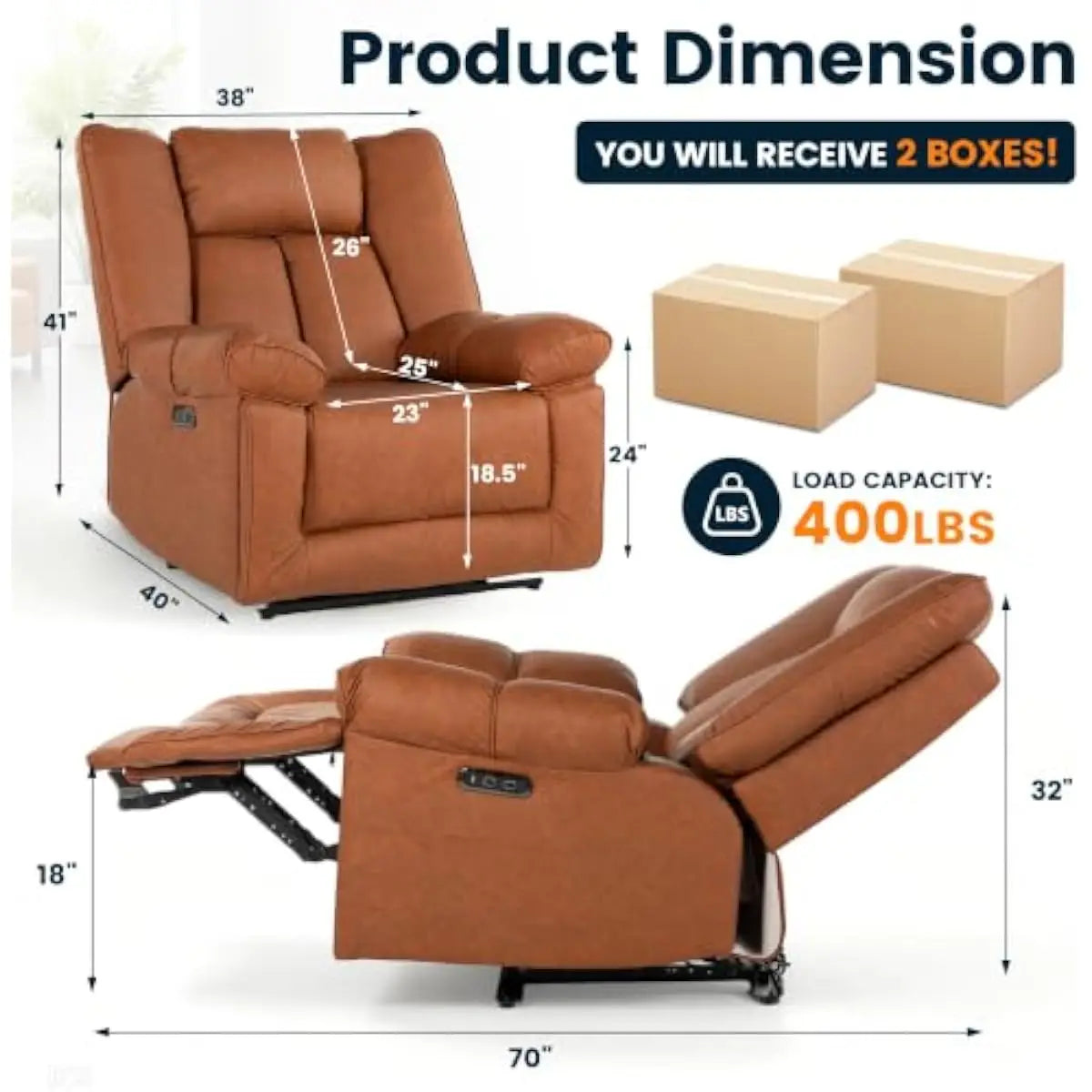 Dual Motor Power Recliner With Independent Headrest And Backrest Control