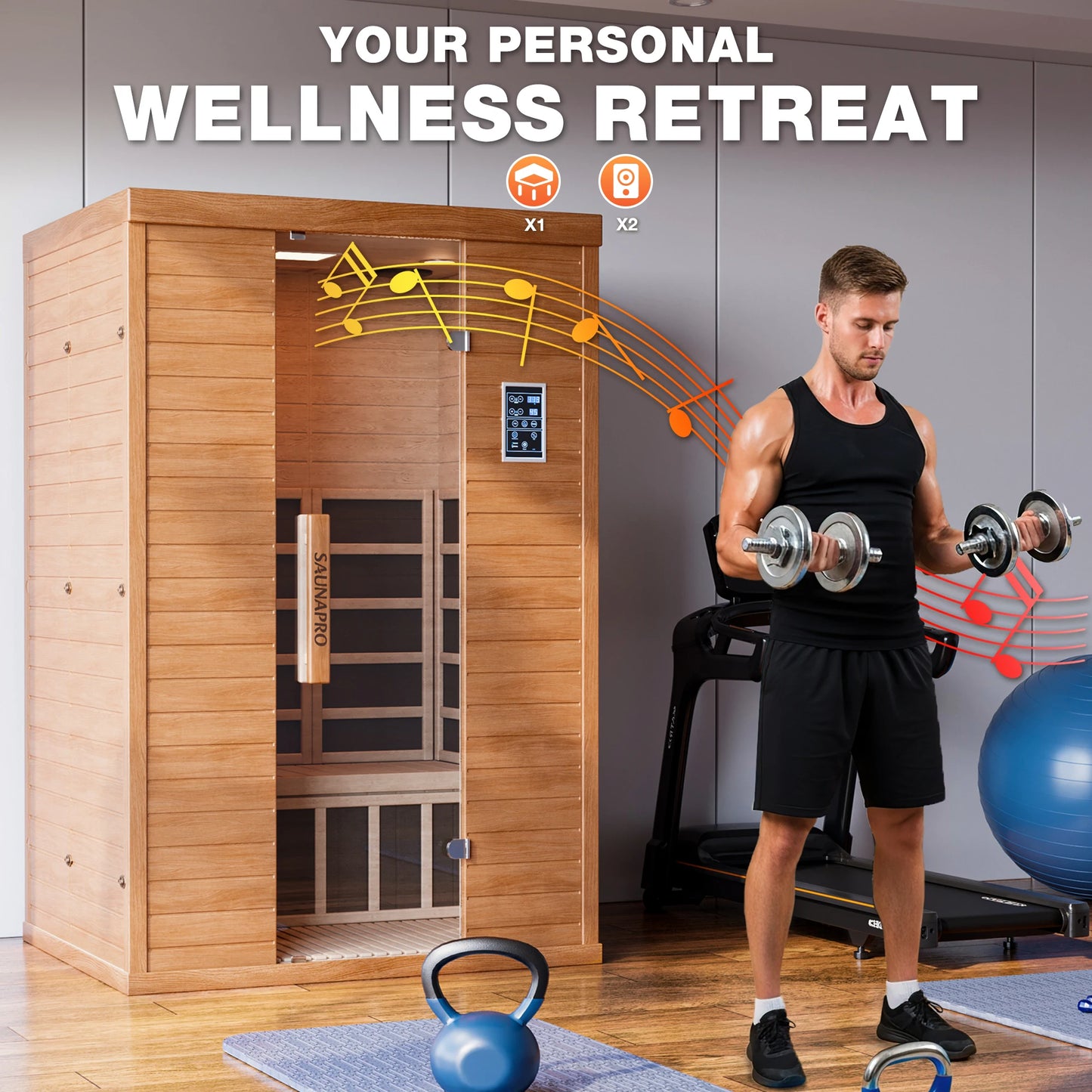 Polar Aurora Indoor Infrared Sauna With Bluetooth And WiFi Control 5 Heaters