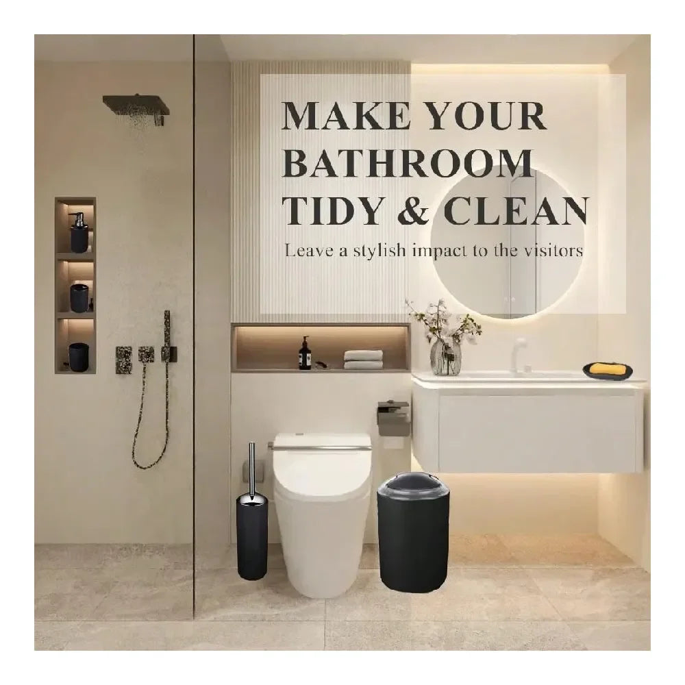 Set Bathroom Supplies Luxury Toilet Brush Lotion Bottle Modern Storage Plastic Toothbrush Holder Home Decor Soap Rach Trash Can