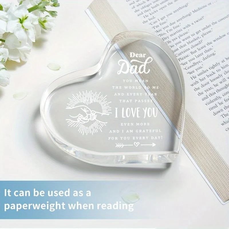 Engraved Dad Heart - Sentimental Paperweight Gift for All Occasions