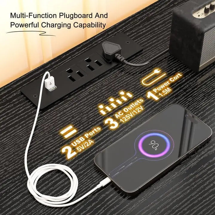 65" TV Stands for Living Room, Large Wall Unit Entertainment Center with 11 Fabric Drawer,Dresser TV Stand with 2 LED Lights