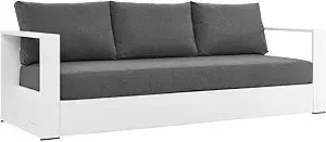 Tahoe Aluminum Outdoor Patio Sofa in White Gray
