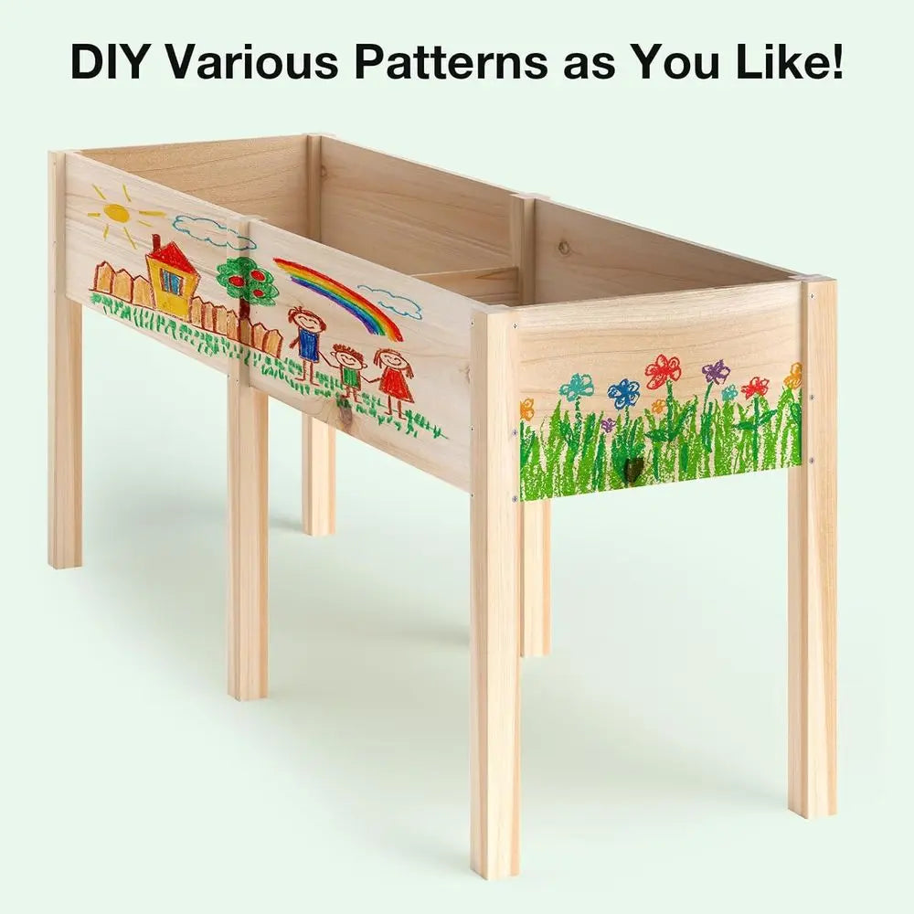 Large Outdoor Raised Garden Bed with Legs, 72L x 23W, Reinforced Wooden Planter for Backyard, Patio, Balcony, 300lb Capacity, Di