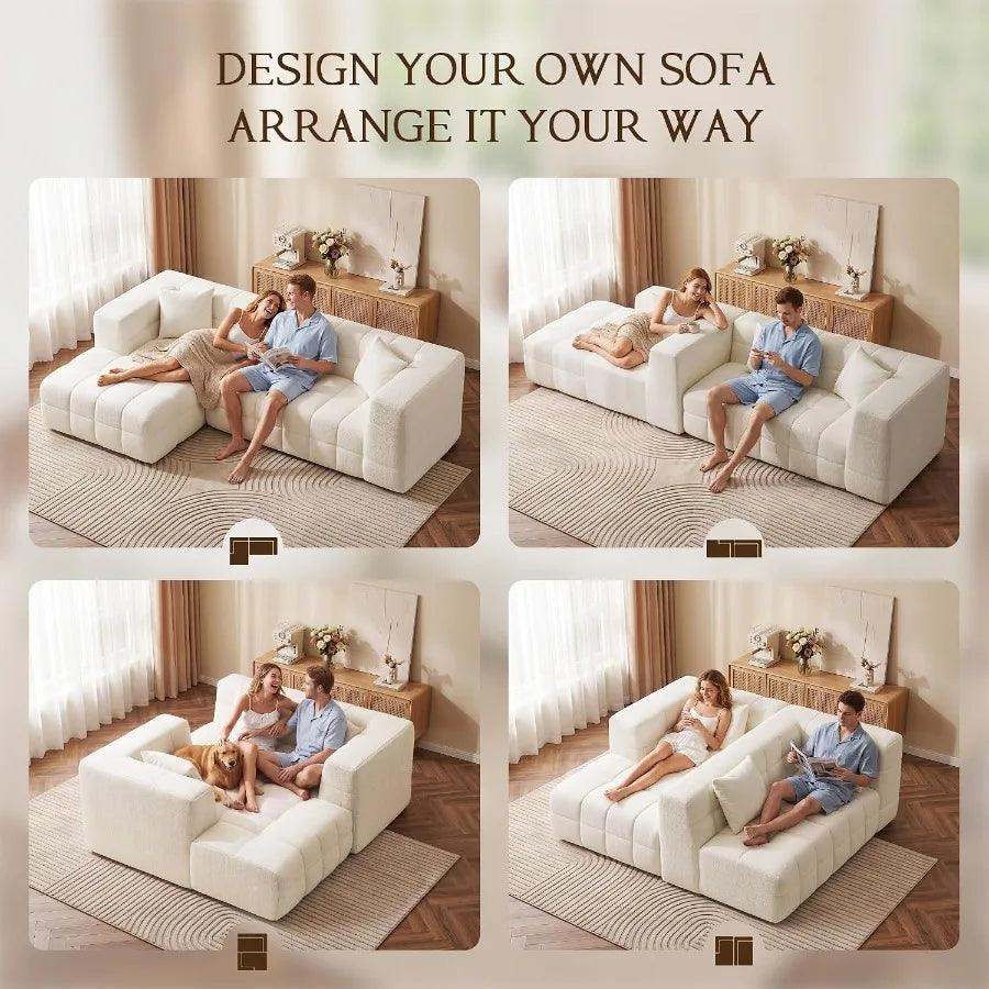 Boneless Modular Sectional Sofa With Chaise And Flexible Seating Design