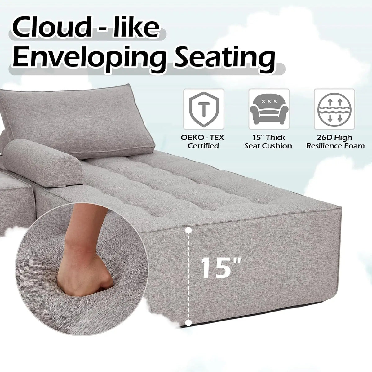HOMREST Sponge Loveseat Sofa with Cushion Back and Wooden Frame