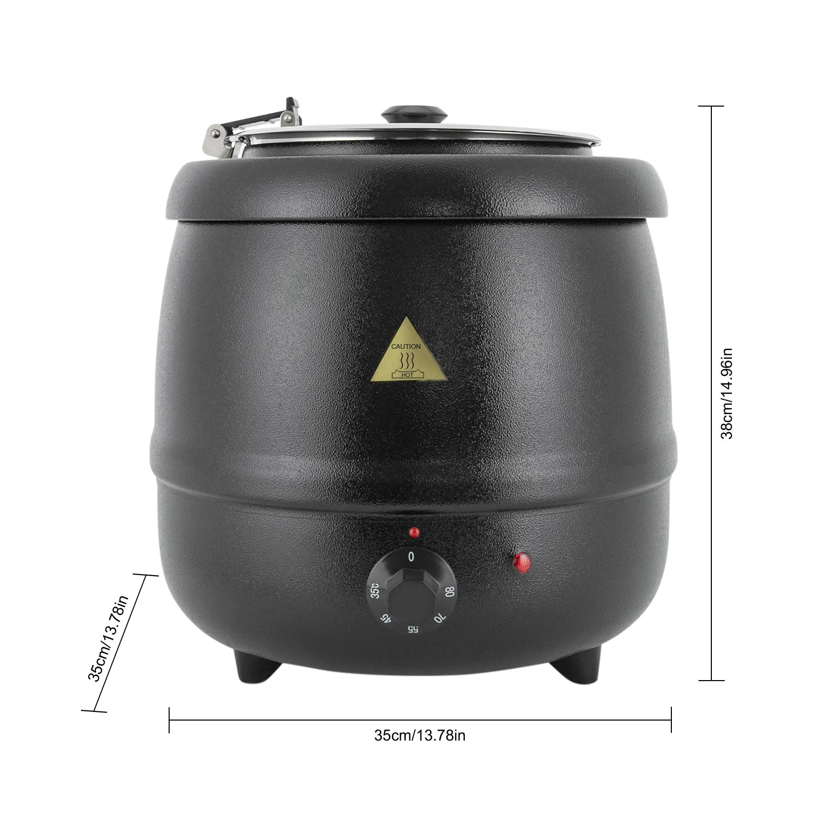 10.57Qt Soup Warmer 35-80°c Adjustable Soup Pot Heating Stew Kettle with Lid Buffet Warming Pot for Restaurant Hotel Canteen