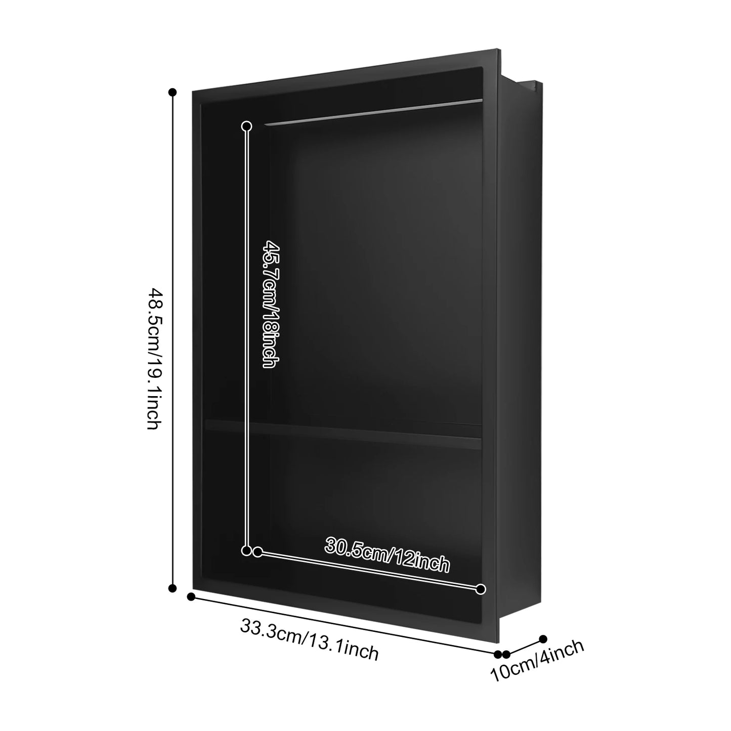 Stainless Steel Shower Niche Bathroom Wall Niche 2/3-Tier Wall Niche with LED Light