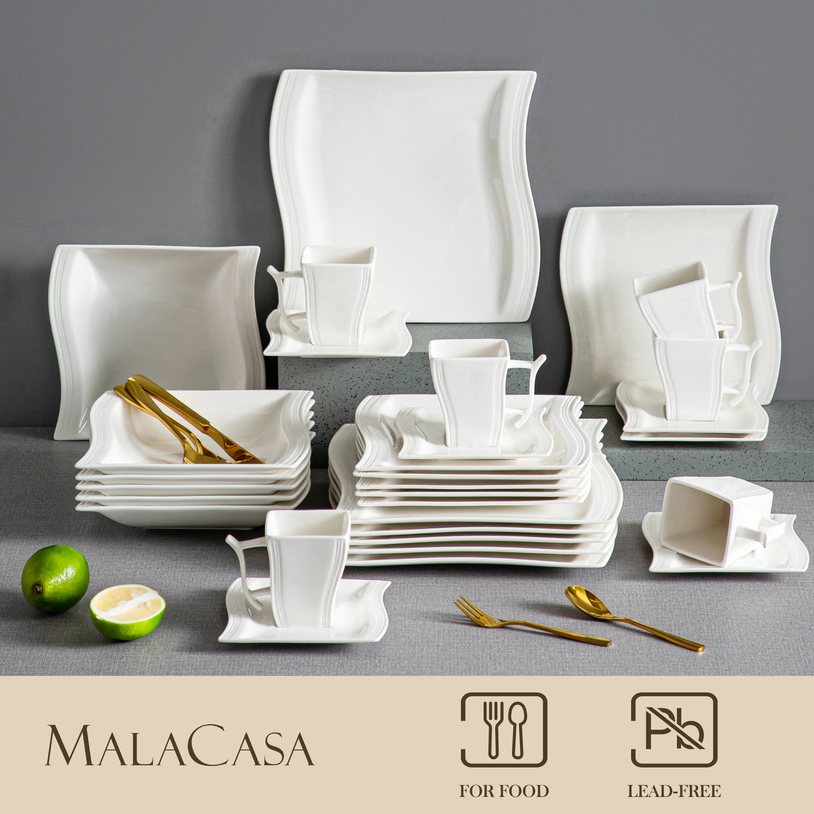 MALACASA Flora Porcelain Dinnerware Set For Everyday Use