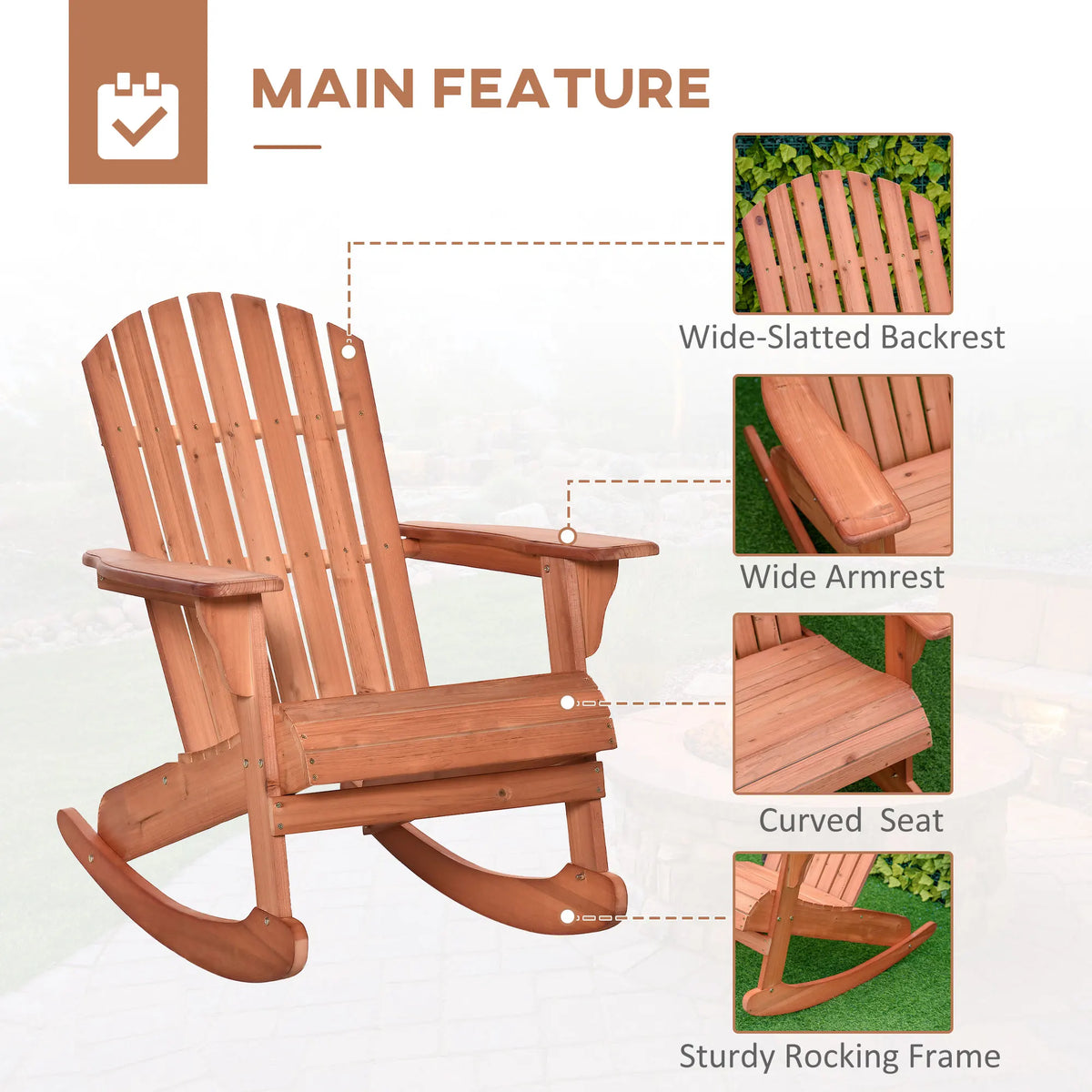 Outsunny Outdoor Metal Rocking Chair With Classic Rustic Design