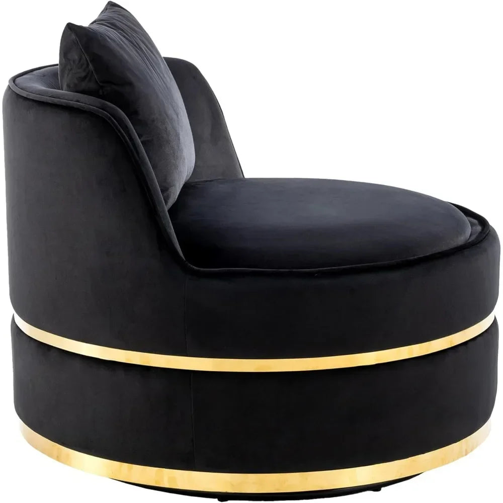 BestsellerMerax 360 Swivel Velvet Barrel Chair with Cushion, Modern Comfortable Round Sofa for Reading