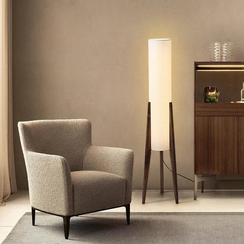 Japanese Retro Wabi-sabi Solid Wood Floor Lamp Study Hotel Art Decorative Corner Standing Lamp Bedroom Living Room Cafe E27 Lamp