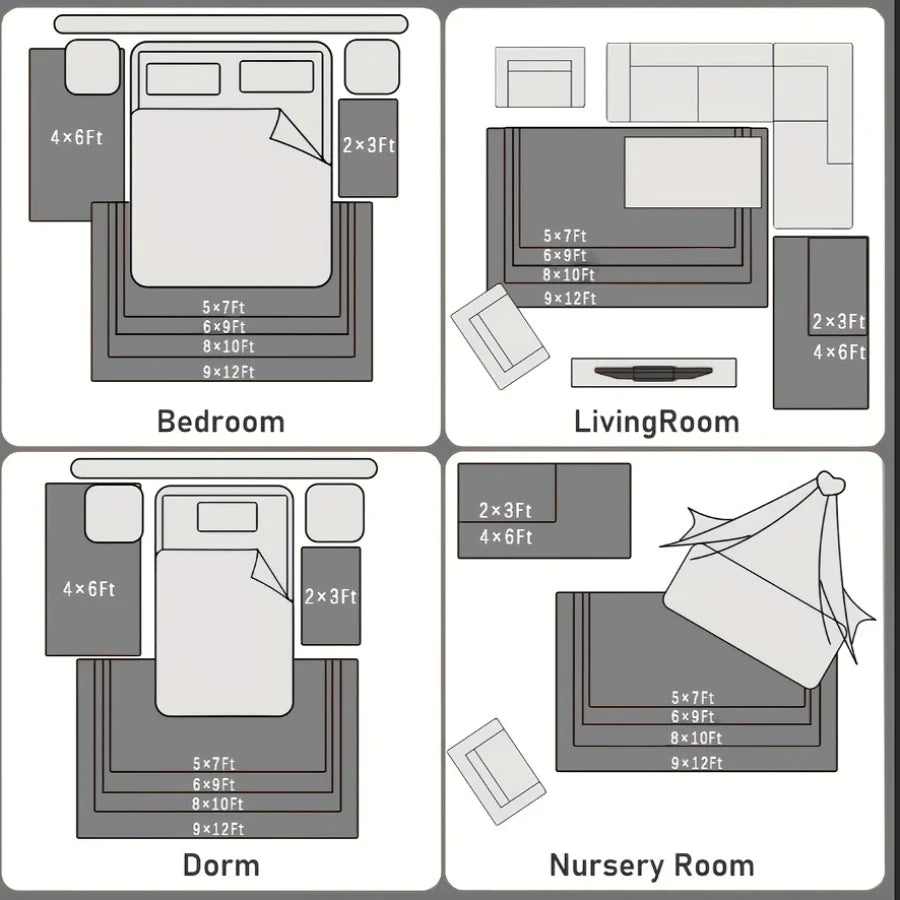AUBUSSON Fluffy Non-slip Carpet for Cozy Living Room Decor
