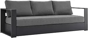 Tahoe Aluminum Outdoor Patio Sofa in White Gray