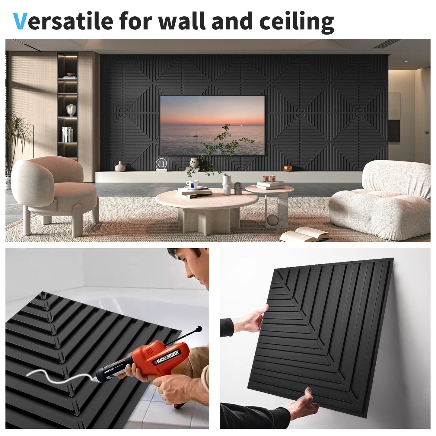 Art3d PVC 3D Textured Drop Ceiling Tiles 12-Pack