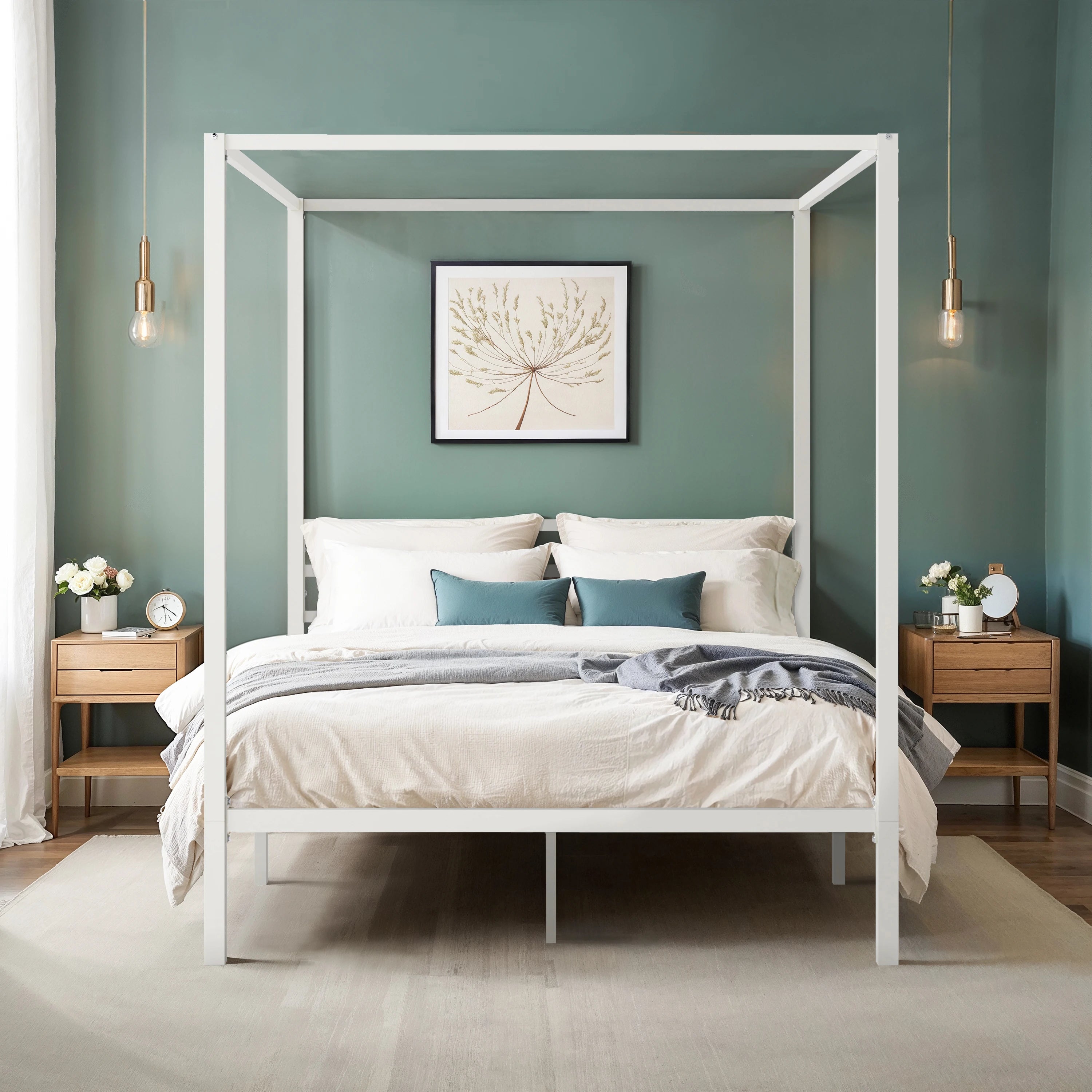 Hoomic Canopy Bed Frame Enhanced 4-Poster Modern Metal