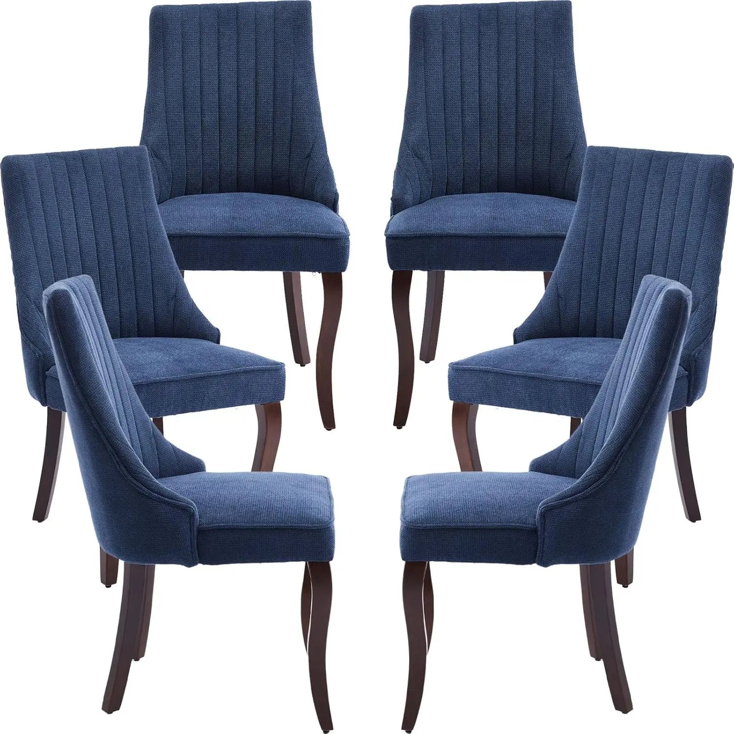 Velvet Upholstered Dining Chairs Set of 6 Mid Century Wood Legs Kitchen Room Easy Assembly Beige 6pcs,Customized