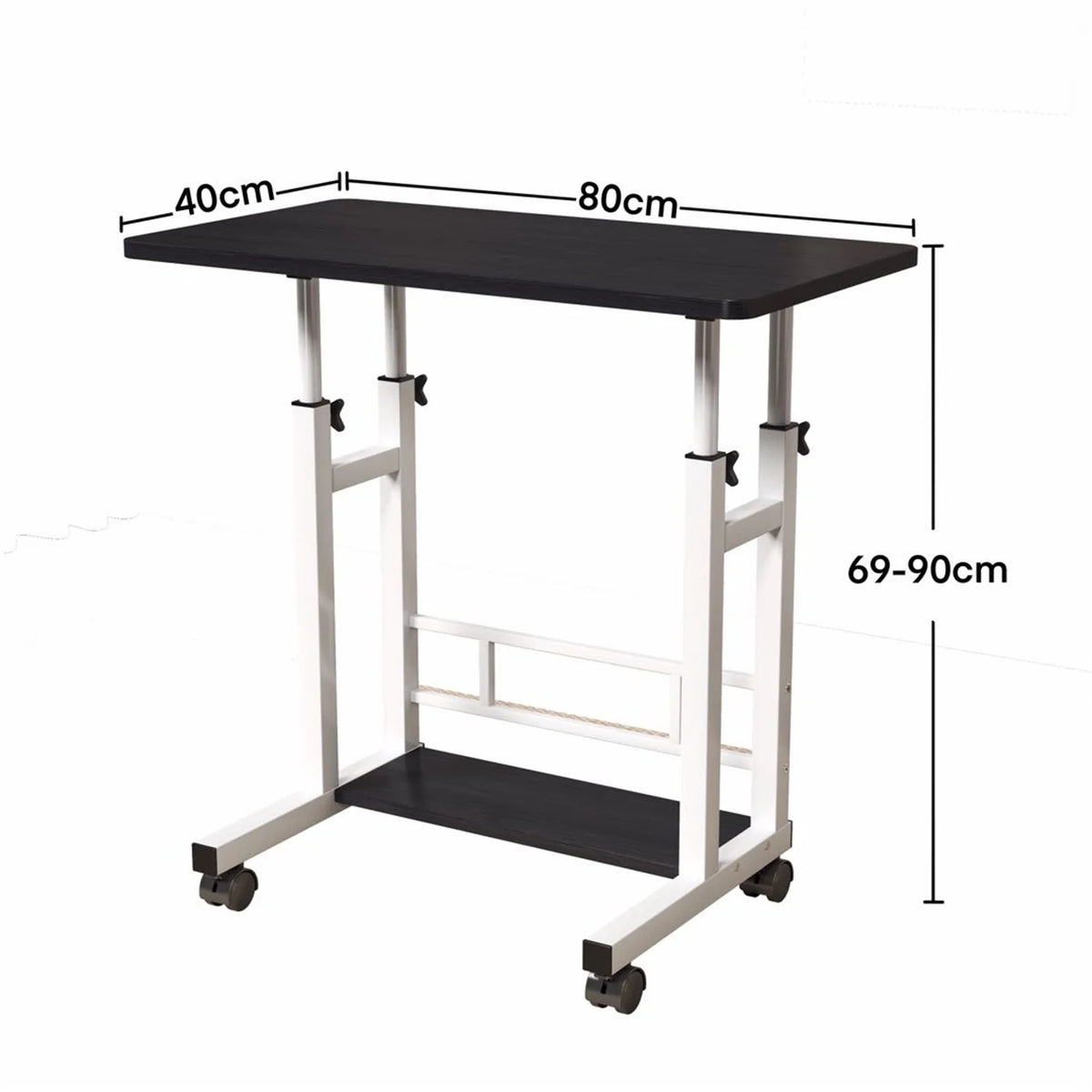 HiMISS Adjustable Height Mobile Standing Desk With Storage Basket