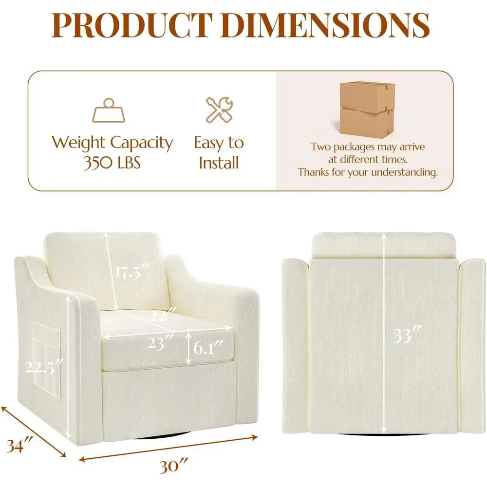 360 Swivel Accent Chair Set of 2 Upholstered Reading Chairs