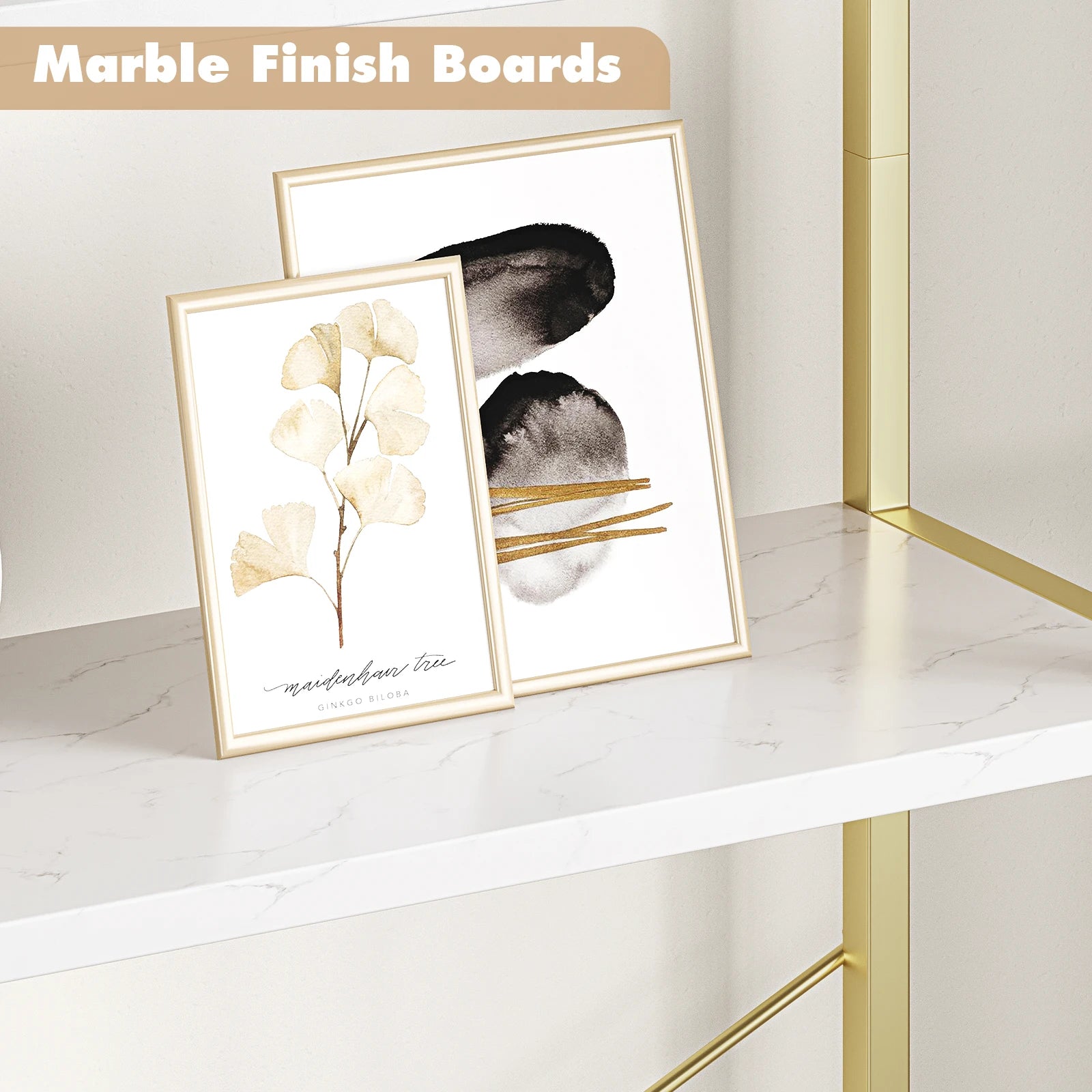 Five Tier Arched Display Bookshelf With Metal Frame