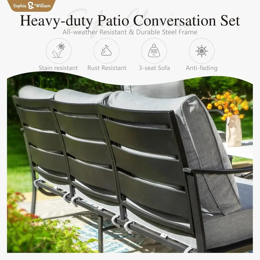 BestsellerGrey 5-Piece Outdoor Metal Patio Furniture Set with Swivel Chairs and Ottomans