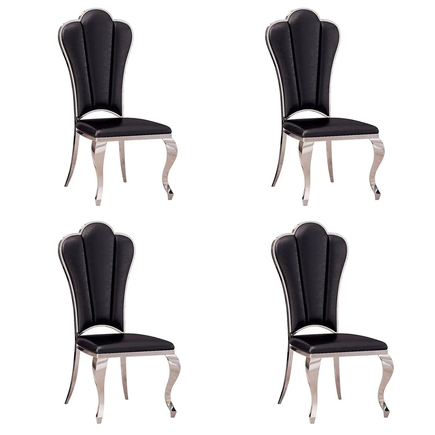 Modern Dining Chair Set of 4, Retro Luxury Leather Dining Room Chairs, Upholstered White Dining Chairs with Gold, Customized