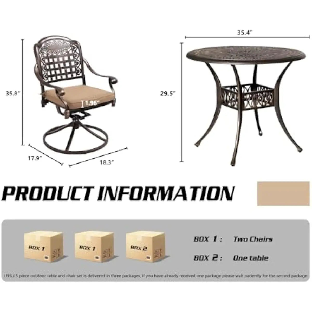 5-Piece Round Outdoor Dining Ensemble Featuring Swivel Rocking Chairs with Quick-Dry Cushions, Hollow Plaid Design, Umbrella Hol