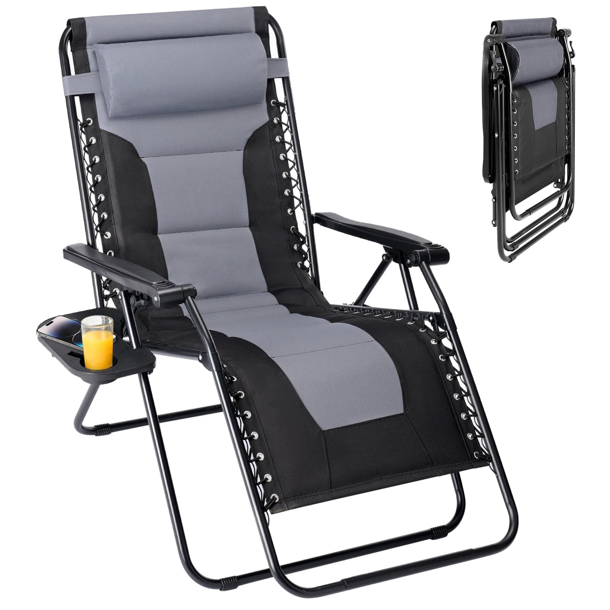 JHK Padded Zero Gravity Reclining Lounge Chair With Cup Holder