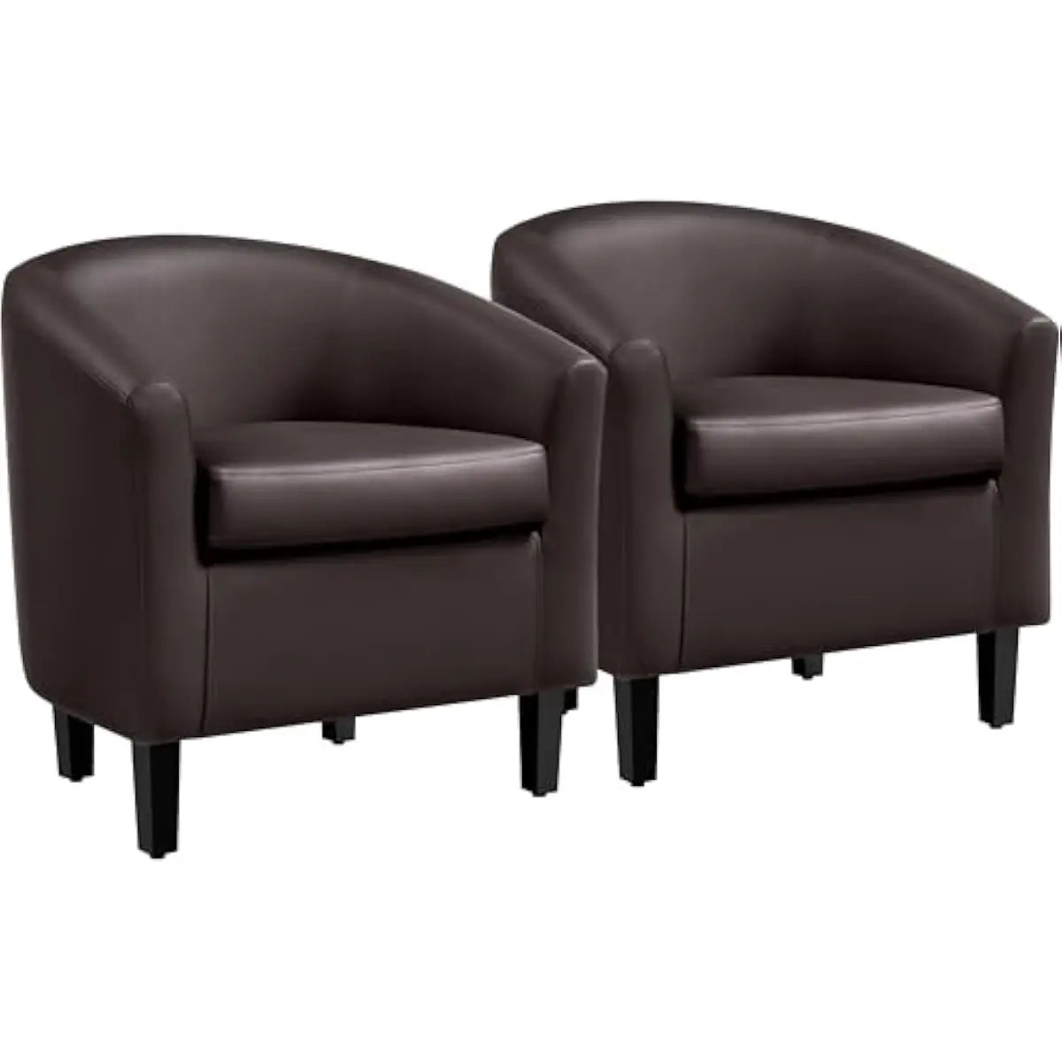 Modern Faux Leather Barrel Accent Chairs for Living Room Furniture