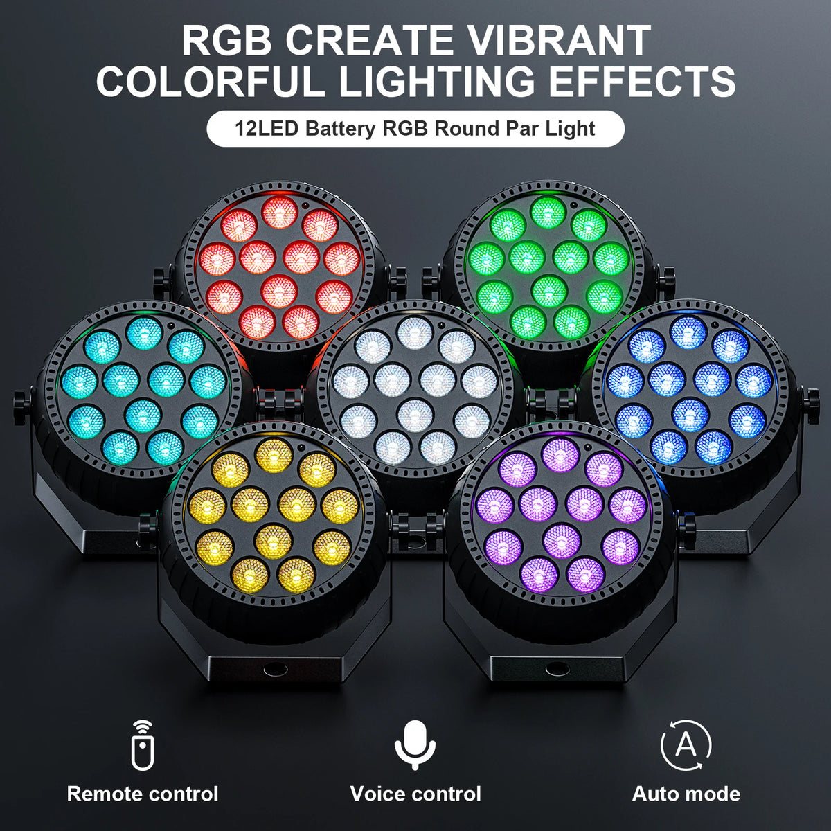 Somspot RGB LED Par Lights for DJ Stage Party Lighting