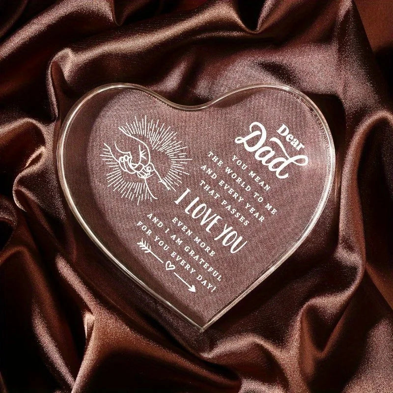 Engraved Dad Heart - Sentimental Paperweight Gift for All Occasions