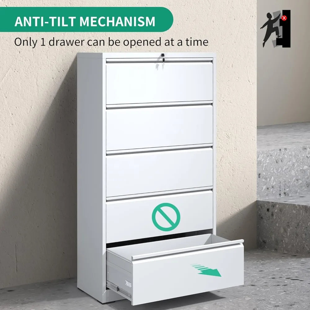 Steel Lateral Filing Cabinet Five Drawer For Home Office
