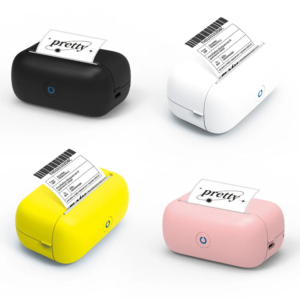 Label Maker Portable Thermal Lable Printer Bluetooth Sticker High Speed Printing 300nim with 1roll Stickable Label Paper USB