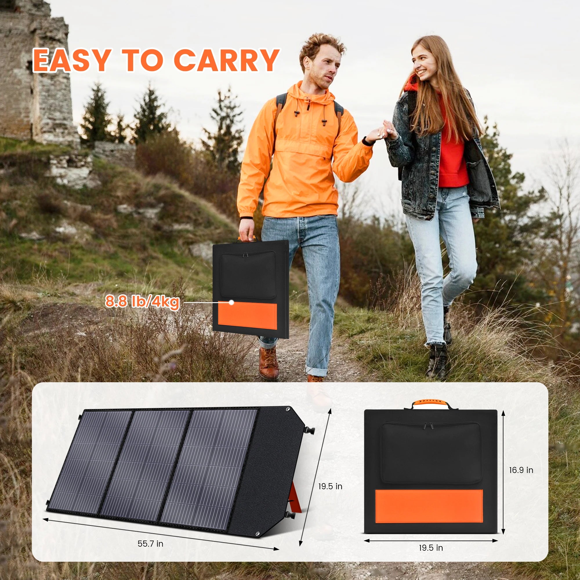 CTOLITY SP100 100W Foldable Solar Panel Charger Power Stations IP65 Waterproof Portable for Camping RV Emergency Hiking Travel