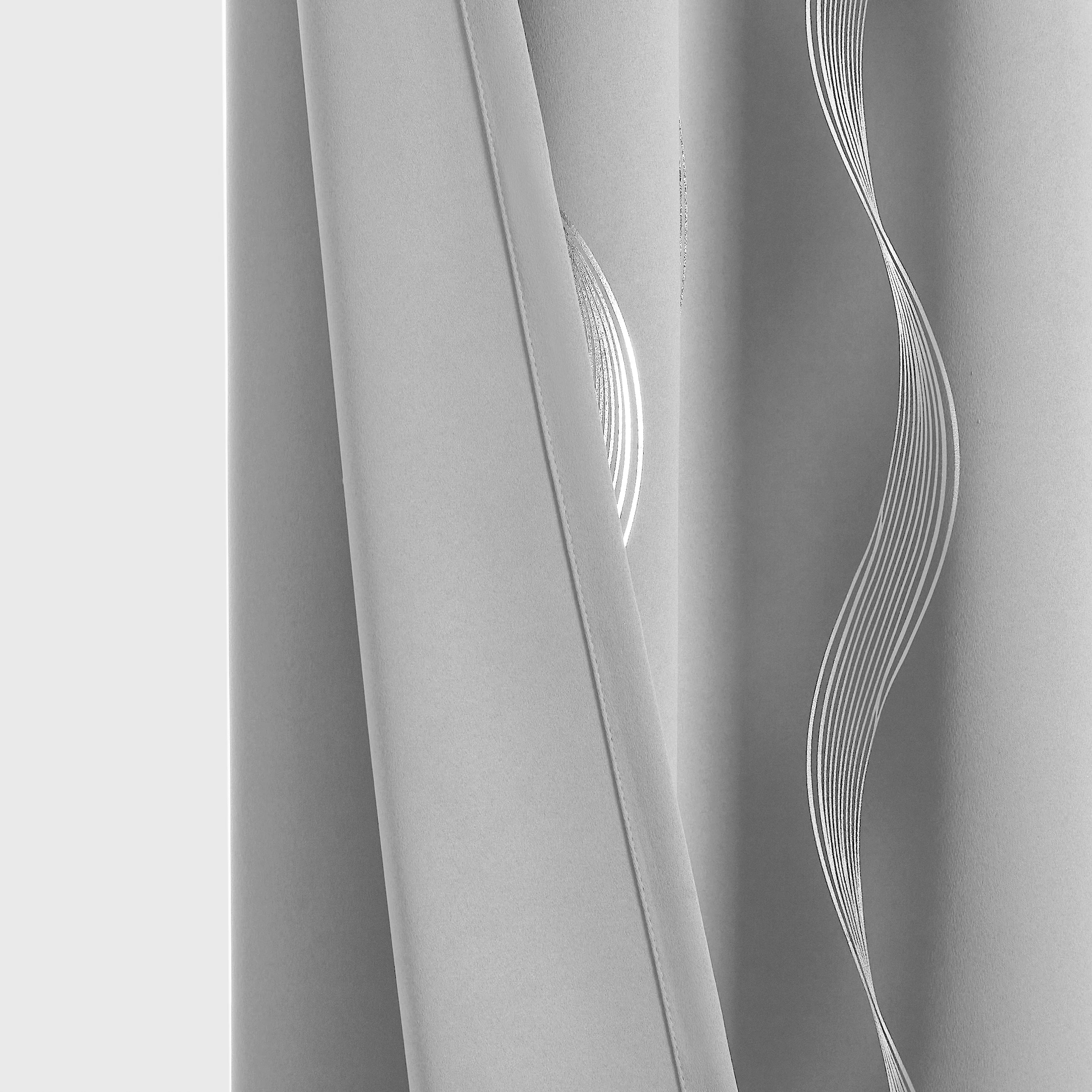 4PCS Blackout Curtains Grommet Thermal Insulated Room Darkening With Wave Foil Printed For Bedroom