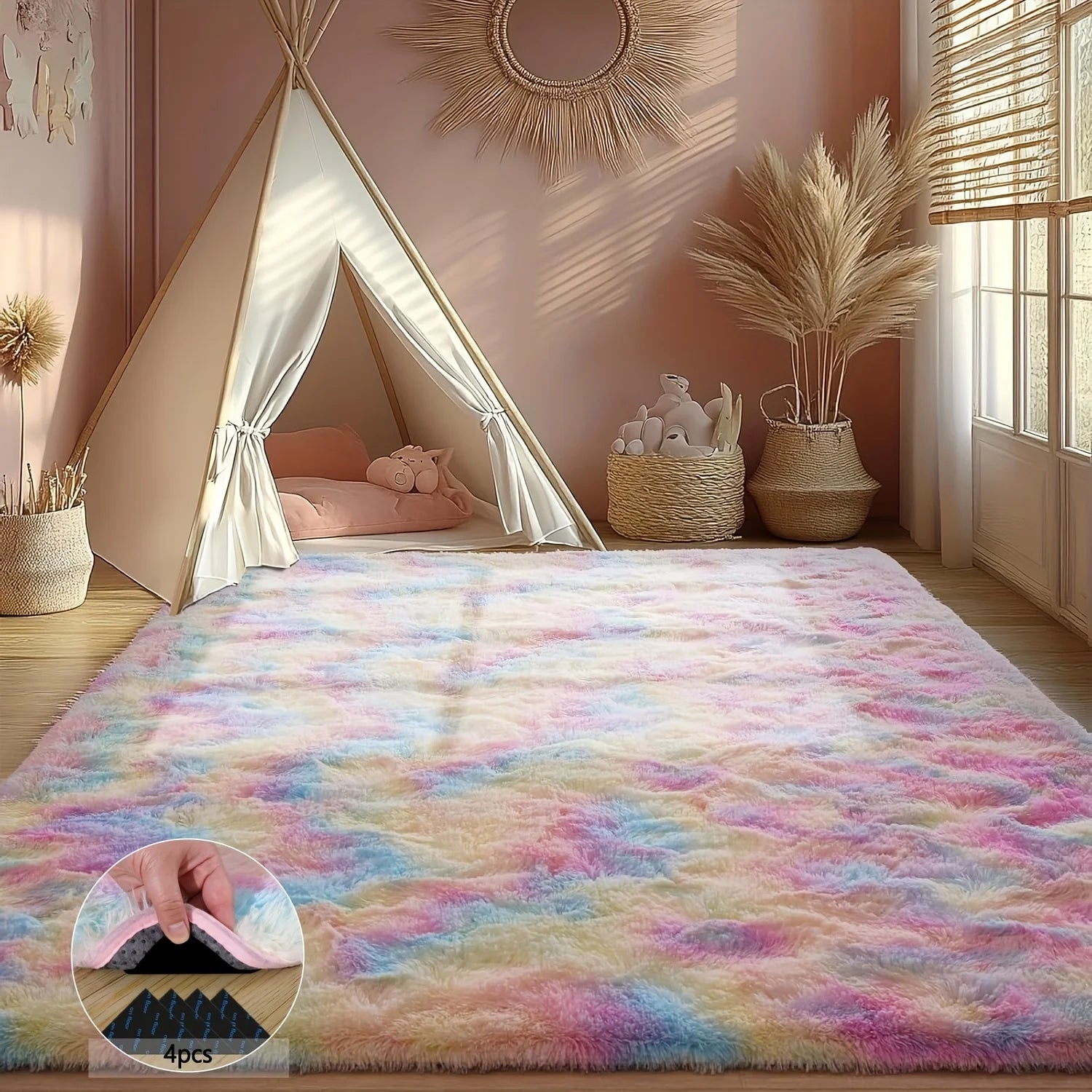 AUBUSSON Shaggy Non Slip Room Rug For Living Room