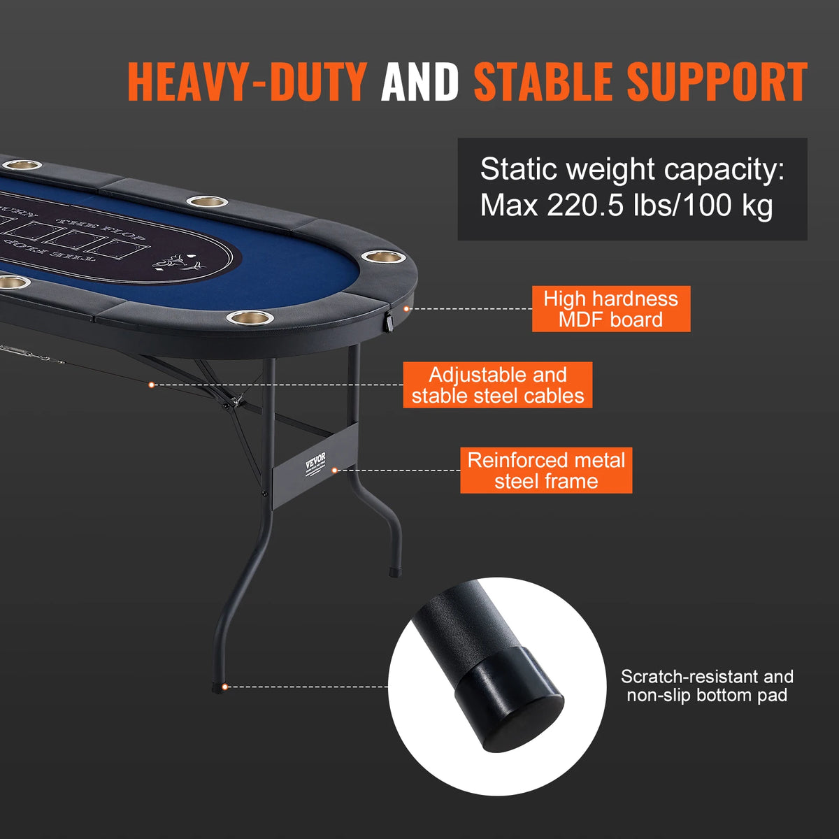 SucceBuy Foldable Poker Table with Padded Rails and Cup Holders