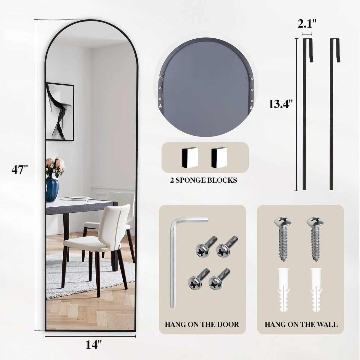 JHK Full Length Wall Mirror With Stand For Home Decor