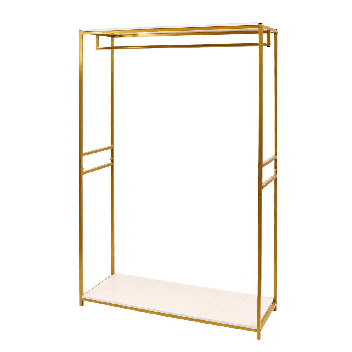 Gold Iron Clothing Rack with Shelves Wedding Dress Bridal Garment Rack Stand