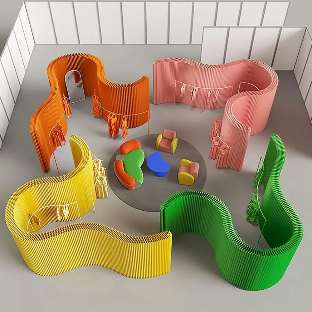 Folding Paper Room Divider, Lightweight Freestanding Privacy Screen Partition Wall for Home or Office, Foldable, Compact Storage