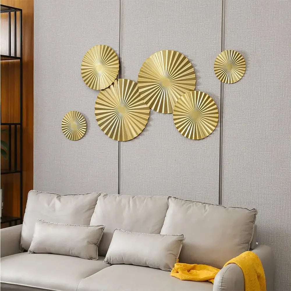 Silver and Gold Wall Art Set Of 6, Wall Decor Metal Modern Accent Large Hanging Decorations Above Bed For Office Bedroom Bathr