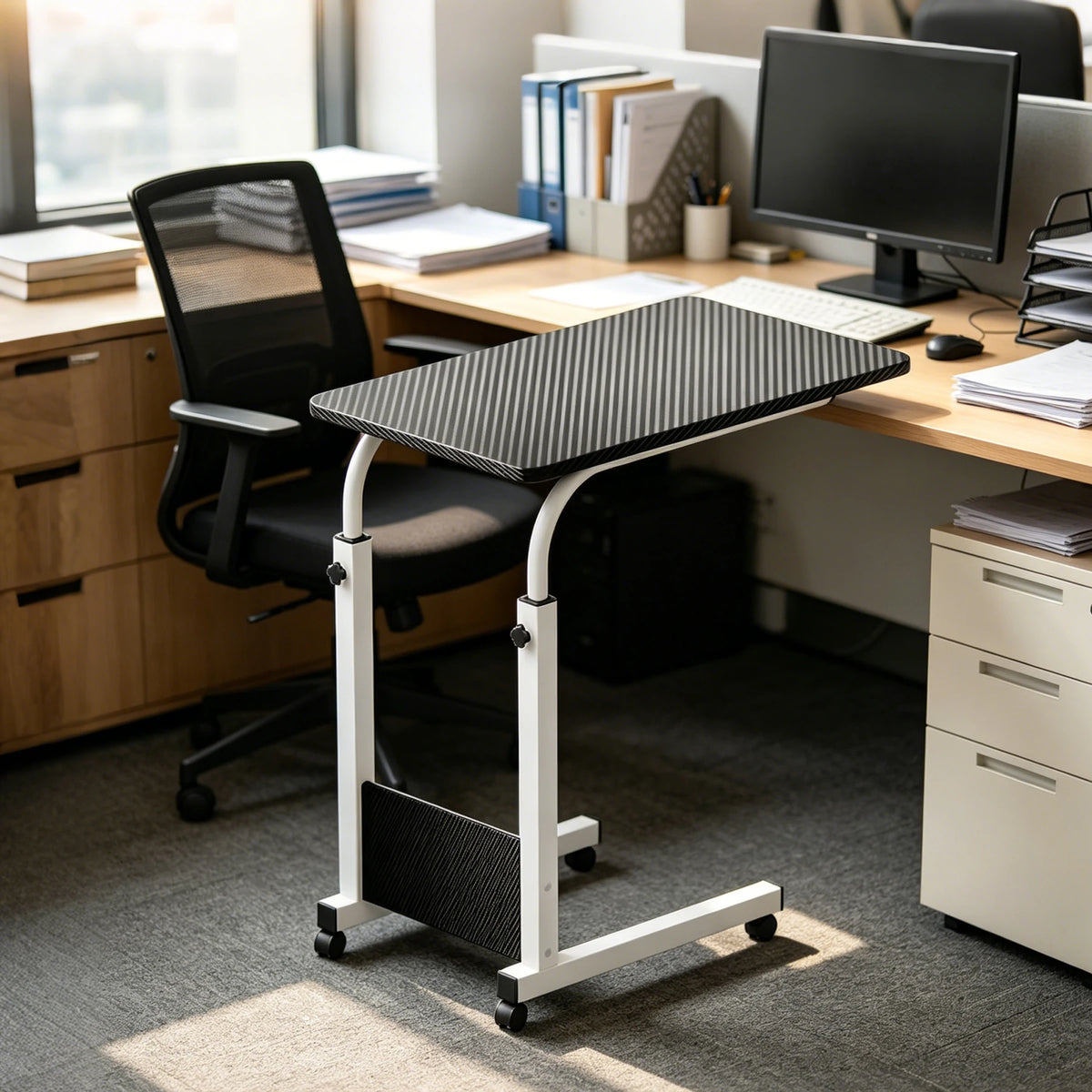 Adjustable Rolling Laptop Cart Overbed Table for Bed or Couch