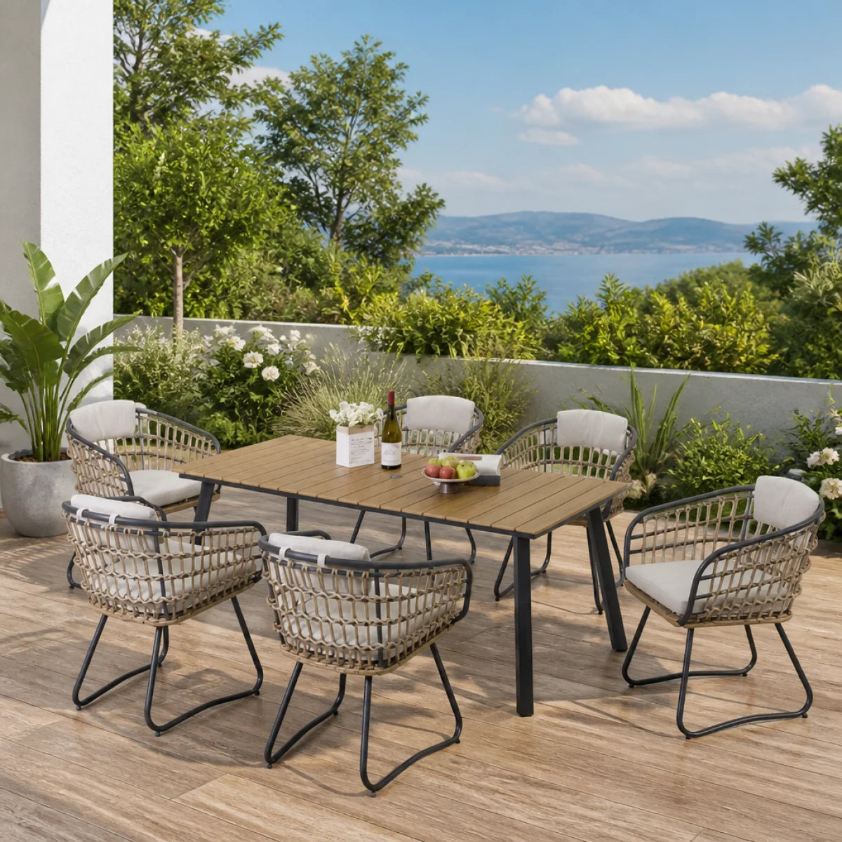 Outdoor Wicker Dining Chairs Set of 2, Patio Dining Chairs with Cushions, Rattan Dining Armchairs for Lawn, Garden, Poolside, Backyard, Porch, Beige RR