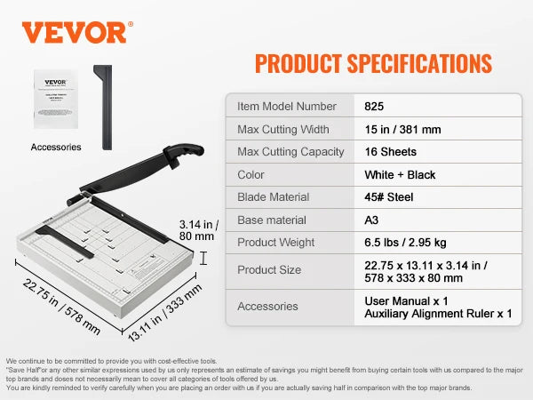SucceBuy Heavy Duty Manual Paper Cutter Guillotine Trimmer